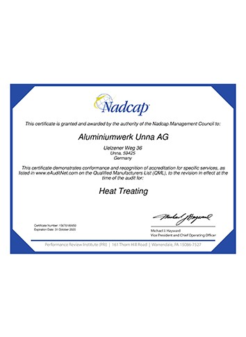 国际航空航天和国防工业（Nadcap）热处理认证